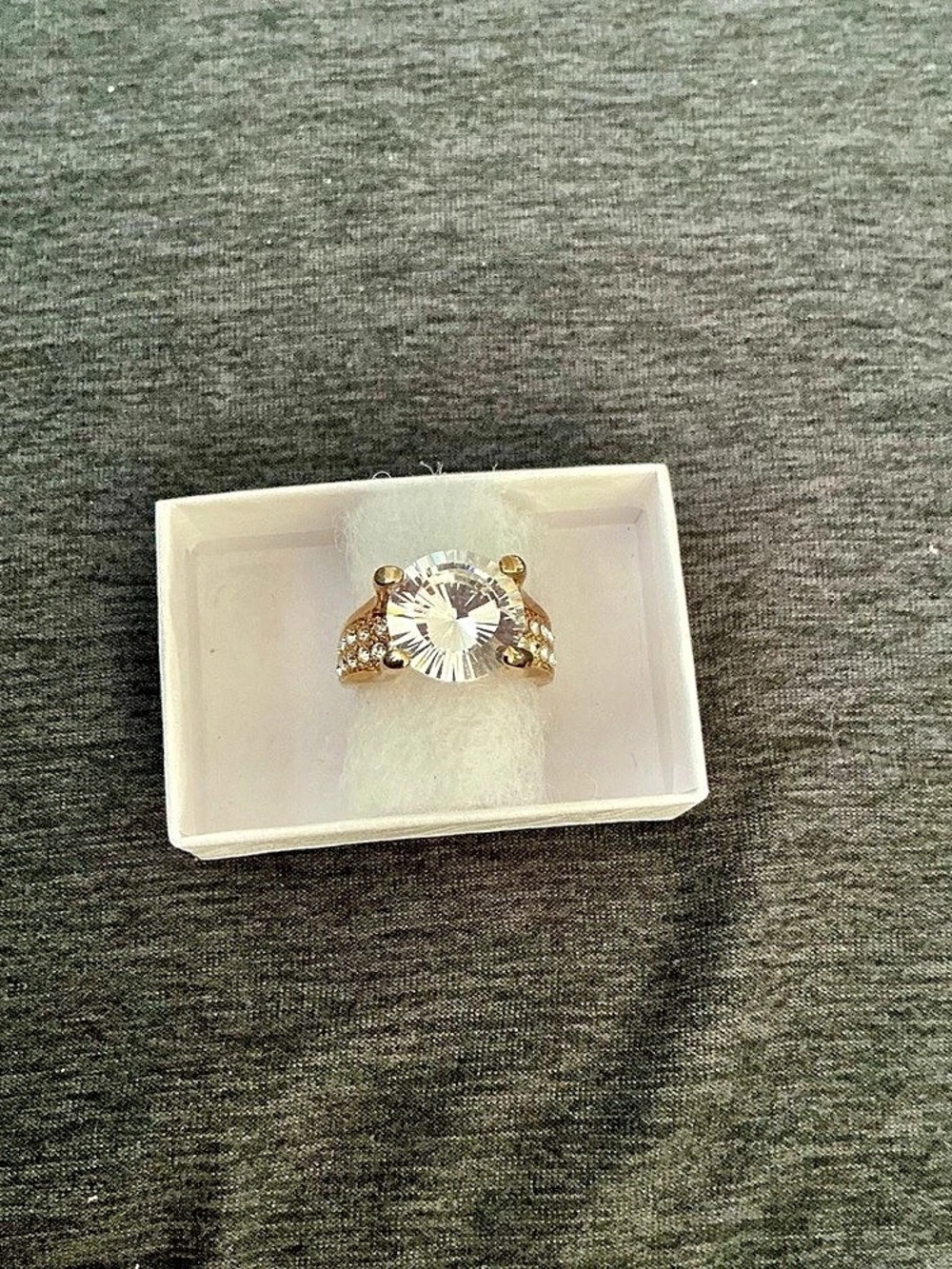 Cocktail Ring, Gold-Tone Clear Stone Ring size 6